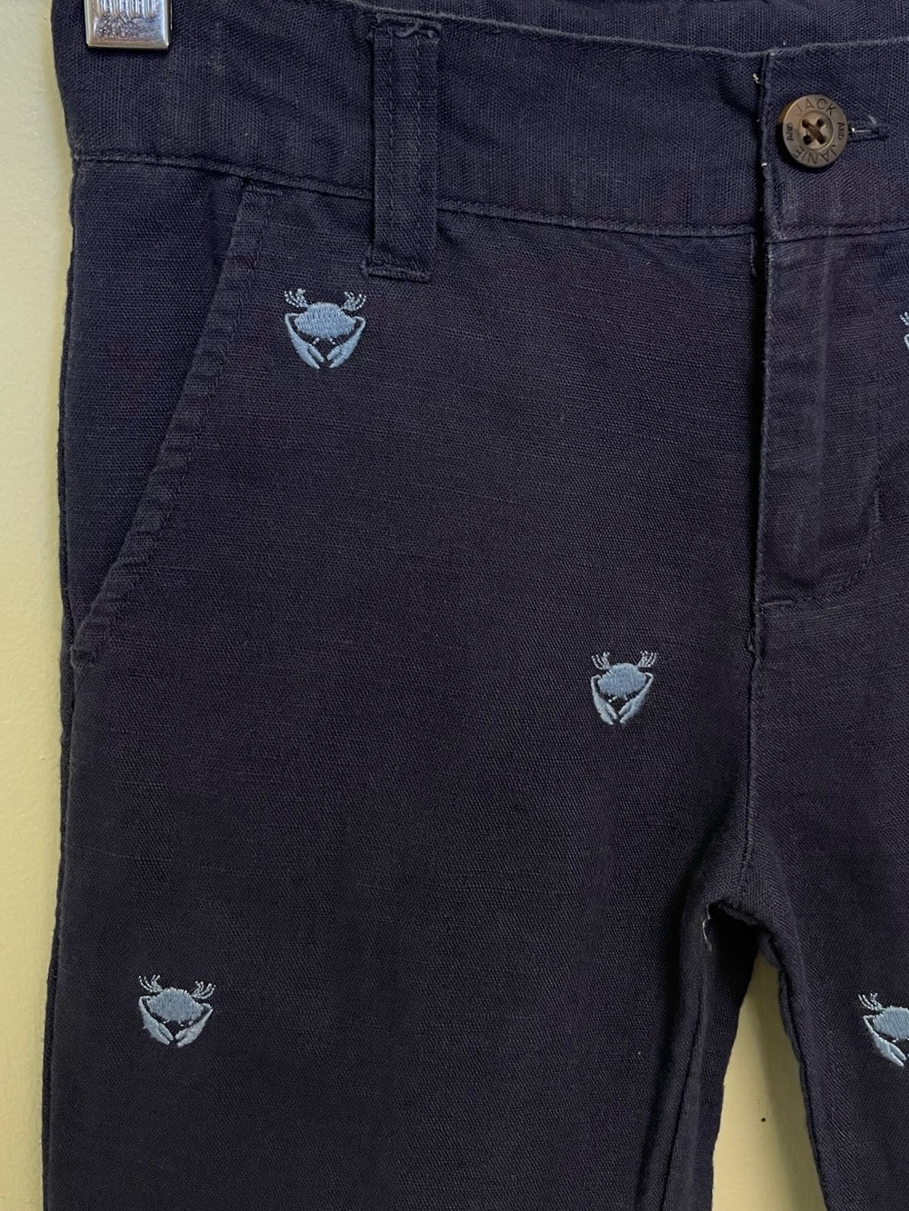 Janie and Jack Navy Pants with Light-Blue Crab Embroidery - Picture 3 of 7
